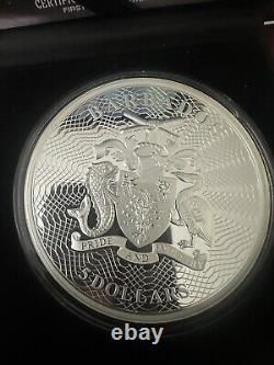 NORTHERN LIGHTS 5 Oz Silver Coin 5$ Barbados 2023 COA #53/750