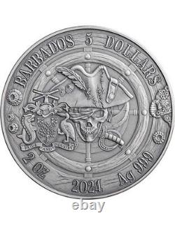 OXFORD Captains of Fortune 2 Oz Silver Coin 5$ Barbados 2024