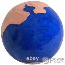 PANGEA BLUE MARBLE Rose Gold Spherical 3 Oz Silver Coin 5$ Barbados 2022