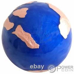 PANGEA BLUE MARBLE Rose Gold Spherical 3 Oz Silver Coin 5$ Barbados 2022