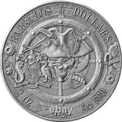 Queen Anne's Revenge Captains of Fortune 2 oz Silver Coin 5$ 2023 Barbados