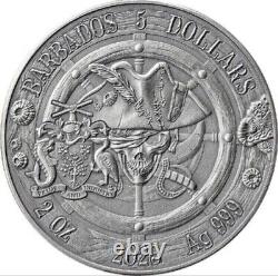 Queen Anne's Revenge Captains of Fortune 2 oz Silver Coin 5$ 2023 Barbados