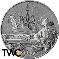 Queen Anne's Revenge Captains of Fortune 2 oz Silver Coin 5$ Barbados 2023