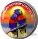 RAINBOW LORIKEET Colourful Wildlife 1 Kg Kilo Silver Coin 25$ Barbados 2023