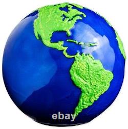 SALE BLUE MARBLE Green Planet Earth Spherical 3 Oz Silver Coin Barbados 2022