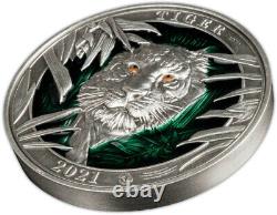 TIGER COLOURS OF WILDLIFE 2021 3oz Ultra High Relief Pure Silver Coin