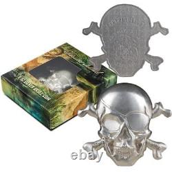 TREASURE ISLAND SKULL 2022 5 oz. 999 Pure Silver Coin Barbados