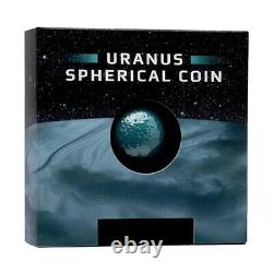 URANUS Spherical Planet 3D 1 oz. Silver Coin $5 Barbados 2023