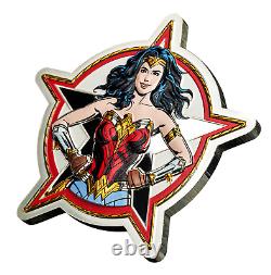 WONDER WOMAN 2023 5 oz. 999 Silver Barbados Colorized Proof Coin Justice League